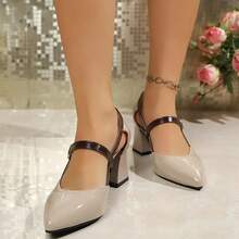 Zapatos Mary Jane versátiles/retro de color block y calados, suaves y elegantes para ir al trabajo y citas - Albaricoque - Ver 7