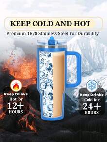 1pc 40oz-14oz Large Capacity Heart & Bow Design Handled Tumbler, Stainless Steel Insulated Hot/Cold Cup, Suitable For Travel, School, Office, Outdoor, Gym, Home, Great Gift For Women & Teens, Holiday & Birthday - Multicolor - View 8