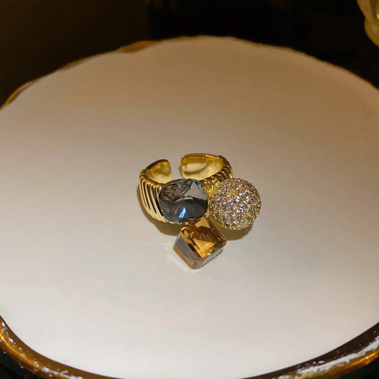 Collar y pendientes minimalistas de plata 925 con ojo turco y signo zodiacal, joyería mexicana hipoalergénica. Elegante anillo esmaltado para mujer, diseño de nicho, anillo abierto ajustable con patrón para dedo índice, anillo de cola, fabricante Joyerías Bizzarro . - Anillo abierto chapado en  de 14 quilates, número 31 - Añade 23