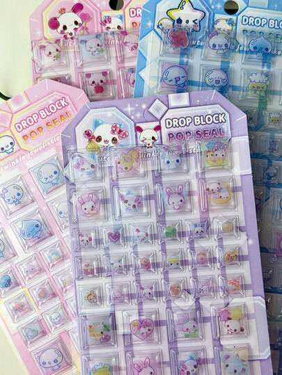 Cute Cartoon Crystal Embossed Decorative Stickers, Shiny Stickers, Suitable As Holiday Gifts, Computer Decoration, Desktop Decoration And Office Decoration, Multifunctional Cute Decorative Stickers