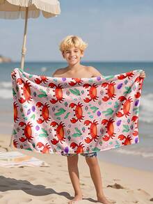 1pc Crab Illustration Kids Beach Towel, Super Absorbent Large Beach Blanket, Suitable For Travel, Swimming Pool, Diving, Surfing, Yoga, Camping, Available In Multiple Sizes, Beach Accessories - Multicolor - View 7