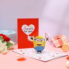 Miniso 1 Thiệp chúc mừng sinh nhật 3D hình Minion trong phim Despicable Me, Thiệp chúc mừng sinh nhật chủ đề Minion kèm phong bì, Thiết kế Minion chuối dễ thương, Món quà lý tưởng cho người hâm mộ. - A - Xem 2