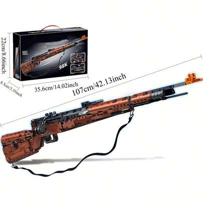 1 pièce Assemblage de billes en plastique de 50 cm, 500+ pièces, jouet de pistolet de type 98K 95 à construire. Jouable et collectionnable, cadeau d'anniversaire de Pâques