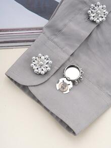 1/2/4pcs 22mm Elegant Rhinestone & Faux Pearl Button Covers For Women, Crystal Button Covers, Detachable Clip On Button Covers, Crystal Fancy Buttons For Clothing, Button Snaps With Pliers Press For Dress Suit Tux Shirt Accessories, Lead Color - Multicolor - View 5