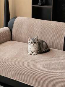 1 chiếc đệm sofa cho thú cưng kẻ sọc tối giản, chống trầy xước và bám bẩn, phù hợp cho mèo và chó, sử dụng được quanh năm, có thể giặt máy, thân thiện với thú cưng. - Màu Khaki - Xem 4