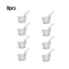 Cesta para papas fritas de grado comercial, estructura de metal resistente a la oxidación, adecuada para porciones individuales, ideal para bares y cafeterías, diseño de sobremesa que ahorra espacio, artículo esencial talla grande vendido para servicio de catering, accesorio de cocina popular - Plateado - Ver 11