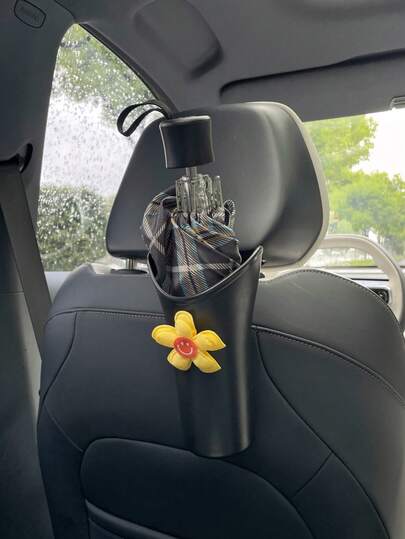 1个五瓣花形汽车雨伞架，头枕杆垃圾桶收纳整理器，多功能防水汽车配件