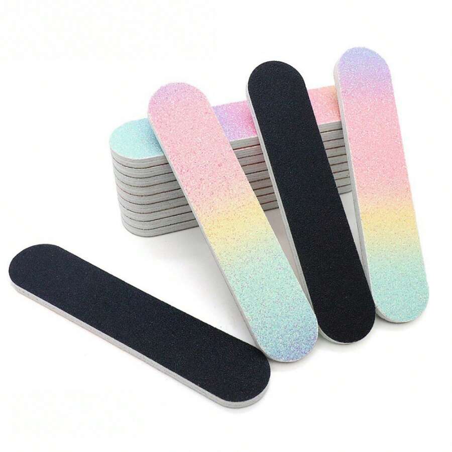 50pcs Colorful Nail Files And Buffers, 100/180 Grit Professional Nail Files, Sandpaper Blocks, Buffing Blocks And Buffers, Effectively Remove Nail Ridges And Hangnails - Multicolor - View 1