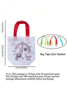 24/12/6pcs Reusable DIY Graffiti Non-Woven Shopping Bags - Carnival Animal Art Party Gift Bags, Colored Markers, Christmas And New Year Gift Wrapping And Storage, Party Supplies - Styles, Patterns And Rope Colors Random - Multicolor - View 4