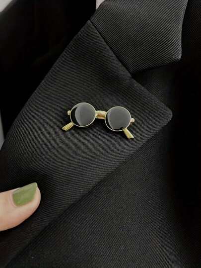 Retro Mini Round Fashion Glasses Enamel Badge, Cool Hip-Hop Style Suit Brooch Aesthetic Accessory, Unique Gift Suitable For Mother's Day, Valentine's Day, Father's Day, Graduation Season For Ladies And Gentlemen