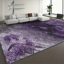Area Rugs, Abstract Art Pattern Carpets, Featuring A Combination Of Purple, Gray, And White, Are Suitable For Bedrooms, Living Rooms, Offices, Indoor Game Rooms, And Provide An Experience Akin To Being In A Dreamy Space. Suitable For Christmas, Halloween, Easter, Thanksgiving, Father's Day, Mother's Day, Graduation Season, And Independence Day. Fashionable Home Decor With Various Sizes Available - 1PC - Xem 1