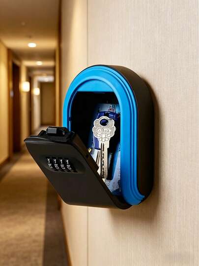 Outdoor Waterproof Key Lock Box, 4-Digit Resettable Combination Wall-Mounted Key Storage Box, Large Capacity Durable Anti-Theft Anti-Rain Key , Suitable For Rental Properties, Agencies, Home Garages, Offices, And Indoor/Outdoor Home Security