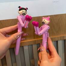 1 chiếc bút bi hình võ sĩ quyền anh ngộ nghĩnh với miệng và ria mép biểu cảm - Mực đen, ngòi bấm 1.0mm, bút bi thư giãn - Quà tặng sinh nhật hài hước sáng tạo (Kiểu ngẫu nhiên) - Nhiều màu - Xem 6