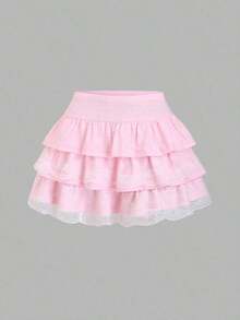 Falda con volantes en capas estilo A con tela texturizada negra y encaje en contraste, estilo evasé y estilizador, inspirado en la década 2000 - amarillo ganso - Ver 7