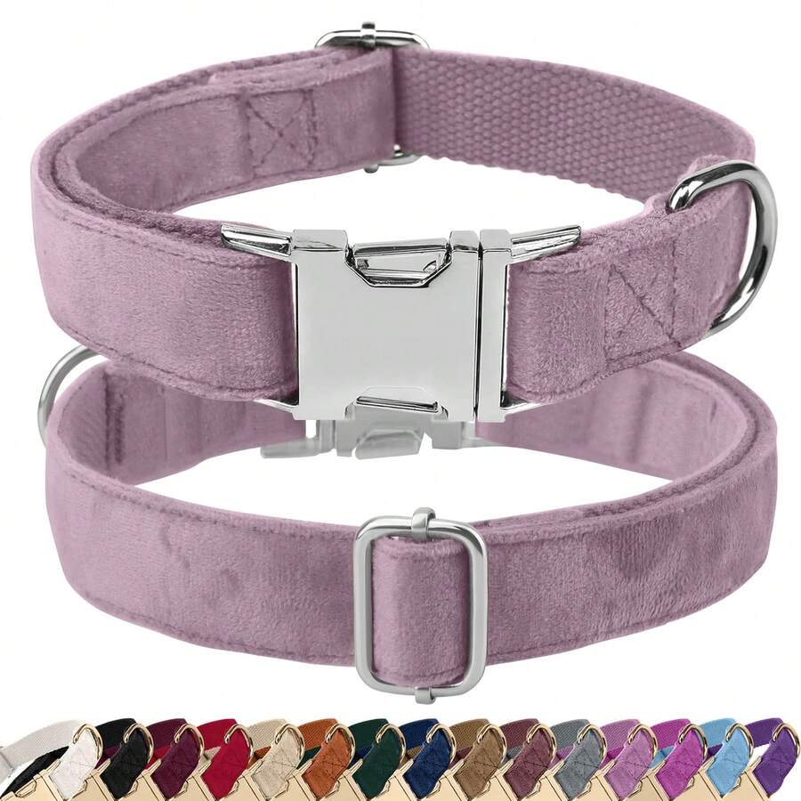 Collar de perro ajustable, suave y cómodo, tamaño pequeño/mediano/grande, regalo para dueños de perros - Púrpura malva - Ver 1
