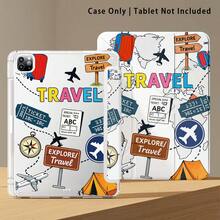 1pc Travel Series Pattern Acrylic Crystal Tablet Protective Case With Stand, Compatible With Honor Pad 8/9/10, Honor GT 11.5inch/X7/X8A/X9/X8Pro/X9Pro/V9/V8 Pro, MatePad SE 11inch/MatePad 11inch/11.5inch, MatePad Pro, And Other Popular Tablet Models Including Mi, 10th/11th Gen (A16) - Multicolor - View 8