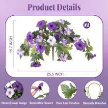 1/2PCS Artificial Silk Petunia Flowers, UV Resistant, Non-Fading, Realistic Artificial Plants For Decoration, Suitable For Outdoor Decor, Home Outdoor Garden, Balcony, Patio, Porch, Pool, Windowsill, Home Indoor Decor - Multicolor - View 14
