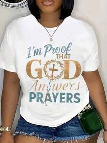 Soy prueba de que Dios responde a las oraciones, camiseta de declaración de fe cristiana para mujeres, ropa de inspiración religiosa, top con mensaje espiritual, transpirable y cómoda. - Blanco - Ver 10