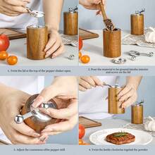 1pc/2pcs/3pcs Manual Wooden Sichuan Pepper & Black Pepper Mill, Home Use Salt Pepper Grinder, Kitchen Pepper Grinder - Brown - View 5