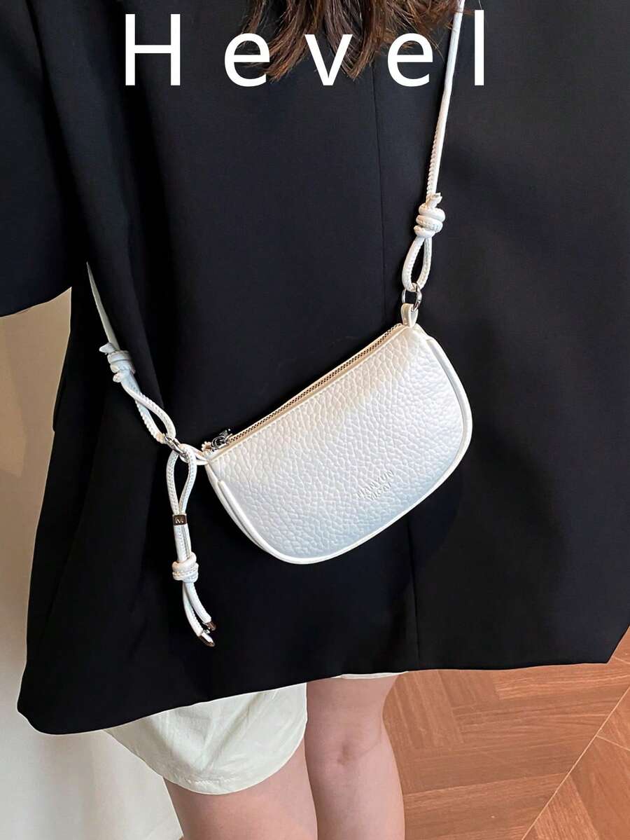 Hevel, Lychee Texture Mini Handbag, Phone Bag, Coin Purse Women's New Fashion Small Daily Crossbody Bag, Small Wallet, White Bag, Women's Crossbody Bag - White - View 1
