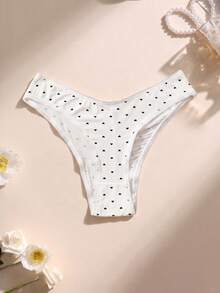 1 chiếc quần lót nữ in họa tiết dễ thương, quần lót in hình trái tim, quần lót nữ kiểu dáng đáng yêu, quần lót tam giác dành cho nữ, thích hợp mặc ở nhà và mặc thường ngày. - màu đen - Xem 1