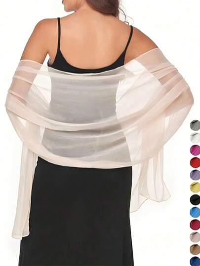 1 chiếc khăn choàng nữ màu trơn, thích hợp cho váy dạ hội, khăn quàng nhẹ cho khách dự đám cưới, phù dâu.