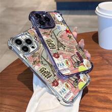 Phone Case: 1pc Paris Vintage Map Phone Case Compatible With Apple  11 12 13 14 15 16 17 ProMax XS X Xs Max Shock Proof Camera Protection Phone Case European And American Style Elegant Fashion Can Be Given To Friends Can Be Given To A Lover 17 Case Scover De  17 Pro Max - A2 - Xem 9