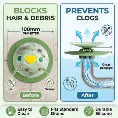Drain Hair Catcher – Silicone Shower Drain Cover, Floor Strainer Bathtub Sink, Removable Clog Remover