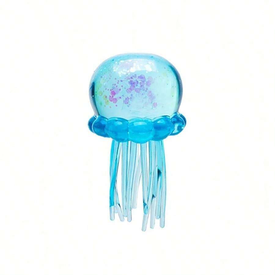 Cute Glitter Jellyfish Squishy Toy, Stress Relief Squeeze Fidget Toy Anxiety Relief, Colorful Transparent Sensory Toy Daily Relax - Hồng - Xem 1