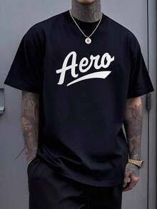 Bold Aero Script Across Chest Symbolizing Freedom Of Movement And Adventurous Spirit In Urban Life 100% Cotton Casual Men's Tshirt - A-1 - 查看 1