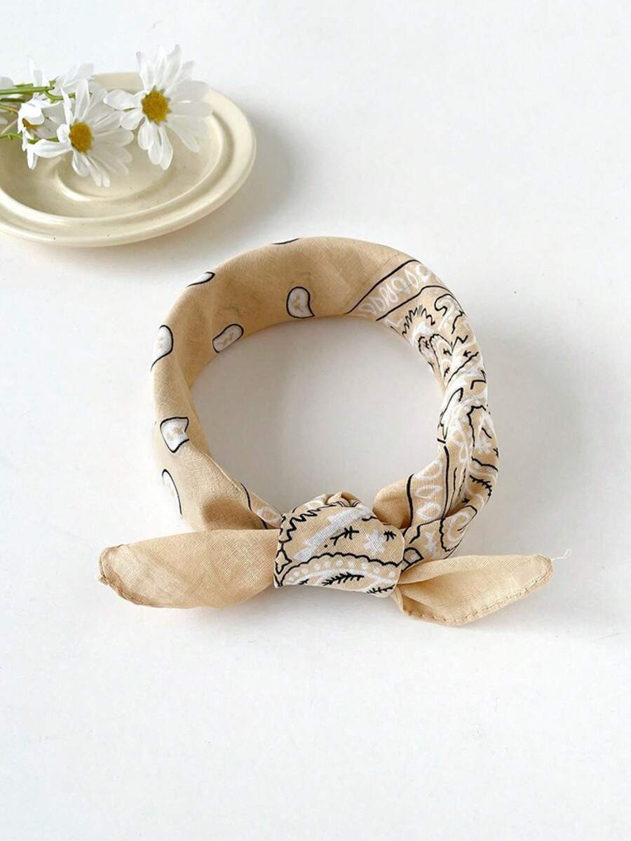 1 chiếc khăn trùm đầu/khăn quàng cổ nữ kiểu dáng thường ngày, in họa tiết hạt điều, thích hợp để sử dụng hàng ngày. - Màu be - Xem 1