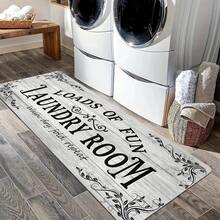 1pc Durable Laundry Room - Non-Slip, Absorbent, Washable Polyester With Laundry Room Design, Decorative Floral Patterns, Kitchen And Laundry Area, Laundry Room | Decorative Floor | Absorbent, Laundry Room Decor - Multicolor - View 3