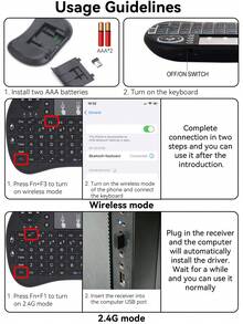 1pc 2.4G Wireless Dual-Mode Mini Flying Mouse With Touchpad Keyboard - Multicolor - View 7