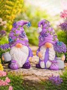 Lavender Purple Gnome Decor - Spring Home Office Decoration, Cute Summer Gnome Gift (Suitable For Women), Resin Butterfly Gnome Decor (Suitable For Desk And Shelf Decoration) - A - View 5
