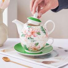 MBB 1 Set Tea For One Set, Floral Ceramic Tea For One Teapot And Cup Set, Colorful Tea Set Gift For Women Mother Grandma In Home Office, Porcelain Floral Teapot Cup Saucer Set With Lid Decorative White Basic, European Style Tea Cup With Saucer Set, Gift - Multicolor - View 6