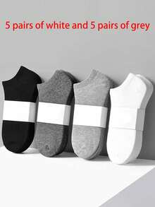 1/5/10/15/20/25/30 双装男士柔软轻便短袜、多功能低帮袜、女士过膝袜和连裤袜、男士船袜、女士水手袜 - 彩色 - 查看 23