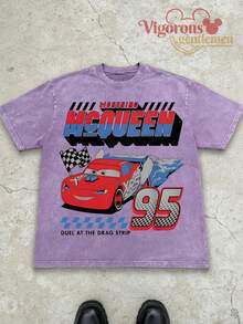 "Disney Cars Lightning McQueen Drag Strip Washed T-Shirt" - 淡紫色 - 查看 1