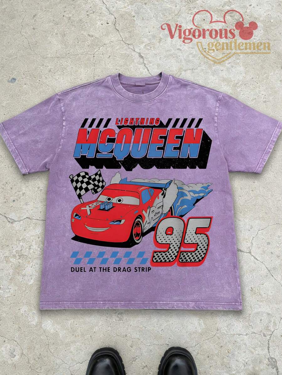 "Disney Cars Lightning McQueen Drag Strip Washed T-Shirt" - 淡紫色 - 查看 1