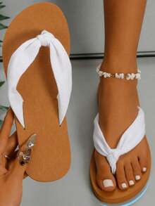 Flip Flops For Women With Arch Support Yoga Mat Comfortable Summer Beach Walking Thong Cushion Sandals Slip On Indoor Outdoor - trắng - Xem 2
