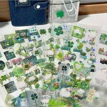 10pcs Cute Retro Lucky Grass Stickers, Transparent Waterproof Scrapbook Sticker, Green Journaling Stationery Seal Book Sticker Pack, Suitable As Reward Gifts, DIY Phone Case Decorations, Water Bottles, Refrigerators, Phones, Notebooks, Backpacks - 3D - View 4