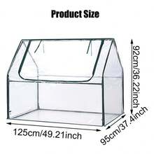 Portable Mini Greenhouse With Zipper Window 50'' X 38'' X 36'' Transparent Planter With 6 Ground Staples Outdoor Plant Gardening Greenhouse For Garden Courtyard Farmland Balcony Patio Seedling Growing - Transparent - View 3