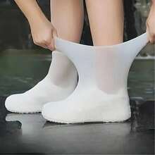 一双可重复使用的户外乳胶雨靴和防水鞋套，男女通用。便携式防滑防雪成人乳胶鞋套。多层防滑加厚户外防水鞋套。 - 防水鞋套 - 查看 3