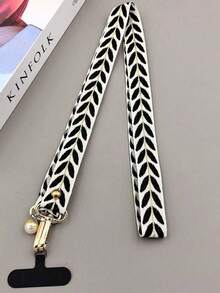 Leaf Phone Case With Lanyard Long Crossbody Shoulder Chain Faux Pearl Pendant Hanging Adjustable Neck Wide Fabric Shoulder Strap Cover - Multicolor - View 6