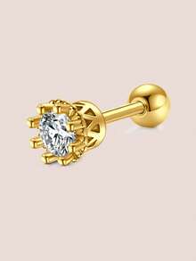 CIZME 1件装 16G 耳骨穿刺饰品 吊坠 CZ 心形星形耳钉 女士医用钢镀14K金耳骨耳环套装 耳屏耳骨耳廓平底耳钉 日常假日海滩度假礼物 魅力音乐节海边万圣节圣诞节母亲节情人节科切拉音乐节夏季假期 - 金色 - 查看 10