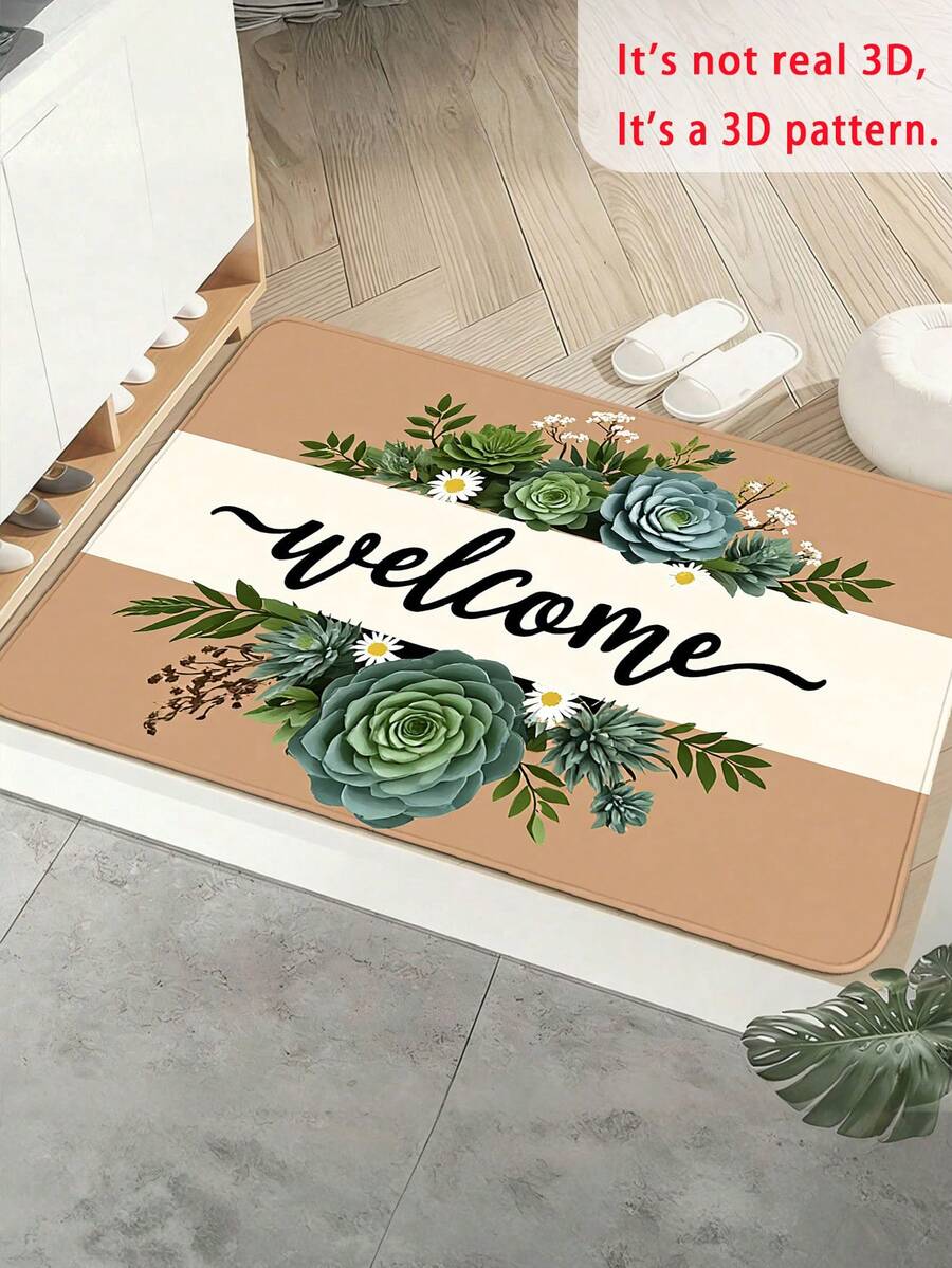Thảm chùi chân họa tiết hoa lá và cây mọng nước màu xanh lá cây, 100% polyester mềm mại, thấm hút tốt, dày dặn, thích hợp cho lối vào, phòng khách, phòng ngủ, phòng ăn, hành lang, phòng giặt, nhà bếp, trang trí nhà cửa, quà tặng ngày lễ, thảm trang trí nhỏ gọn dùng được cả bốn mùa. - Nhiều màu - Xem 1