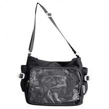 Women Ita Bag Y2K PVC Canvas Tote Bag Harajuku Japanese Style Shoulder Bag Large Capacity Handbag - 黑色 - 查看 3