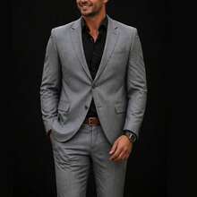 Men's Microfiber Melange Premium Emporio Colombo Suit - 灰色 - 查看 10