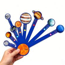 hoojojo Lernkarten Sonnensystem, MINT Astronomie-Werkzeug, Montessori kognitive Ressource, rotierende Planetenausstellung, Schul- und Haushaltsbildungsmaterial, Schul-Grundausstattung - Verschiedenfarbig - Übersicht 2