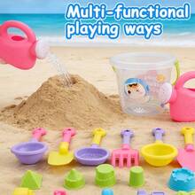 Beach Toy Set, 18pcs, Beach Toy Digging Tool Set, Includes Bucket, Shovel And Sand Mold, Random Color. Suitable For Summer Gift - 彩色 - 查看 6