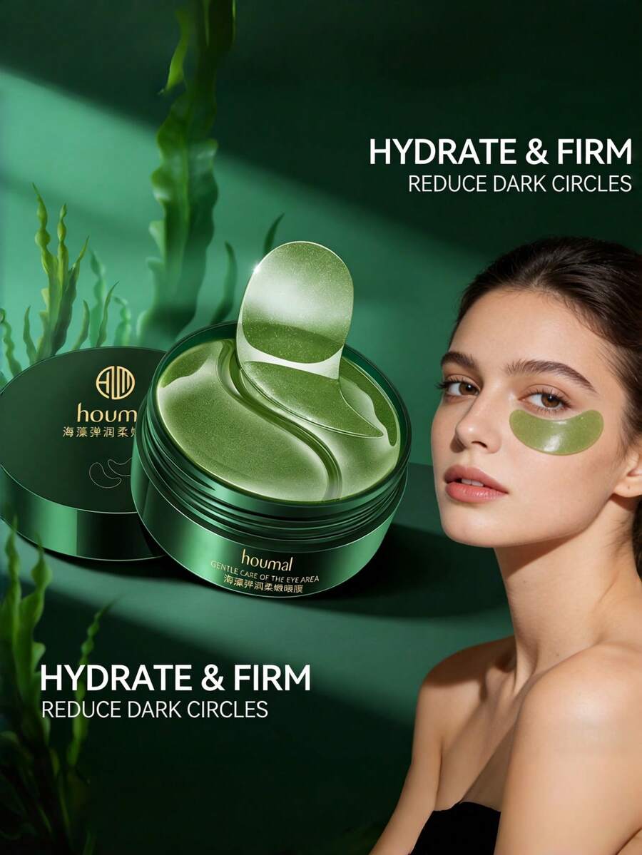 HOUMAI 60 piezas Set Premium Rejuvenecedor, Mascarillas para Ojos de Colágeno Coreano que Contienen Extracto de Rosa, Colágeno y Ácido Hialurónico, Reducen Bolsas y Ojeras, Tensan la Piel, Iluminan el Contorno de los Ojos, Adecuado para Verano, Cuidado de la Piel Coreano, Estilo Y2K, Gran Regalo, Esencial para Fiestas, Refrescante y Cómodo, Adecuado para Uso en Verano. 7.5g/Par Parches para Ojos de Colágeno Dorado y Algas Marinas, Almohadillas para Ojos, Hojas Hidratantes, Mejoran y Regulan los Ojos, Cuidado de los Ojos